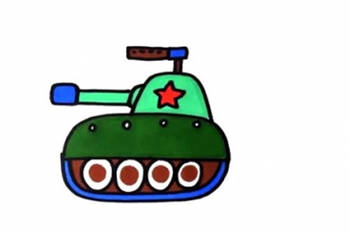 幼儿园卡通坦克简笔画步骤图片