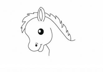 幼儿园可爱的小马简笔画步骤图片