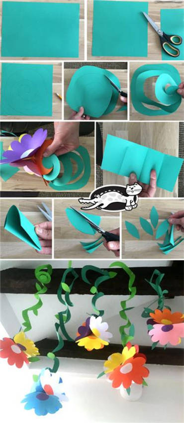 立体彩色春天花朵挂饰手工制作