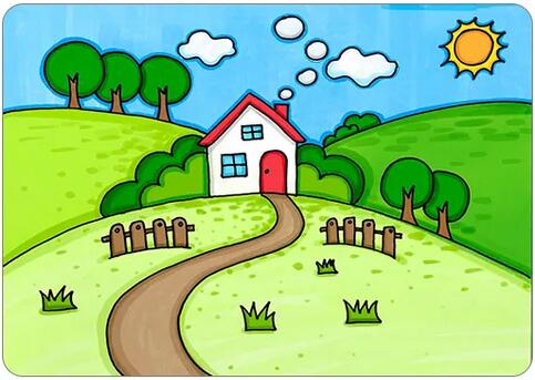 春天到了，教你画一幅漂亮的风景简笔画