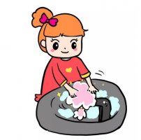 小女孩洗手简笔画教程图片