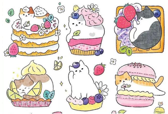 可爱萌呆的小猫简笔画图片，留给孩子学习