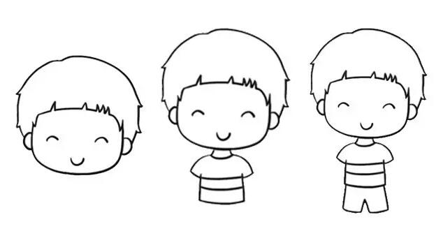 可爱的小男孩简笔画教程图片
