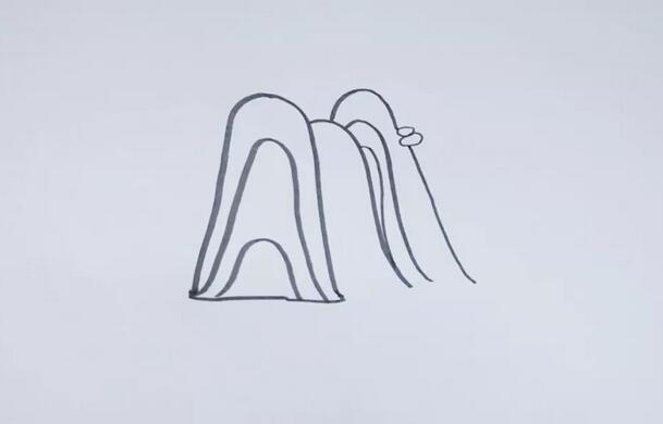 瀑布风景简笔画教程图片