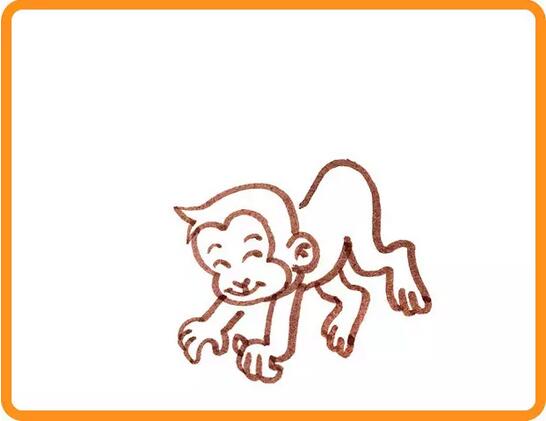 小猴子捞月亮的故事简笔画教程图片