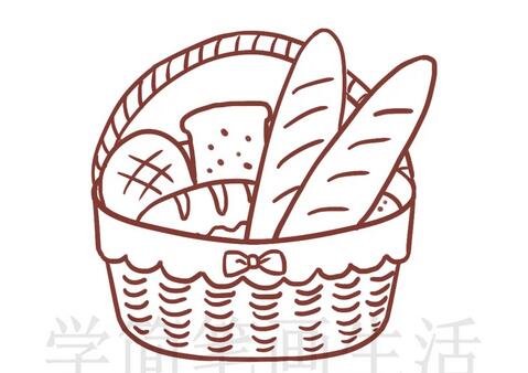 面包和篮子简笔画教程图片