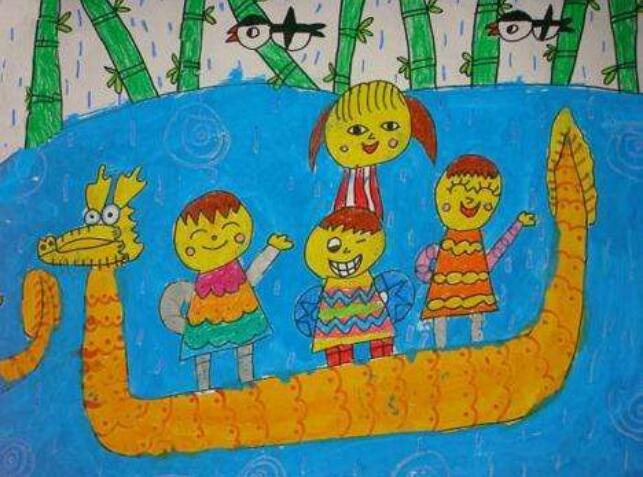 端午节赛龙舟儿童画作品欣赏