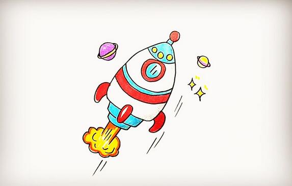 3种火箭发射简笔画教程图片