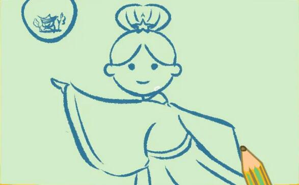 中秋节嫦娥奔月简笔画怎么画