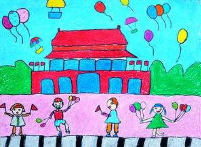 北京天安门儿童画图片作品欣赏