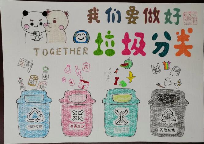 垃圾分类儿童画绘画图片