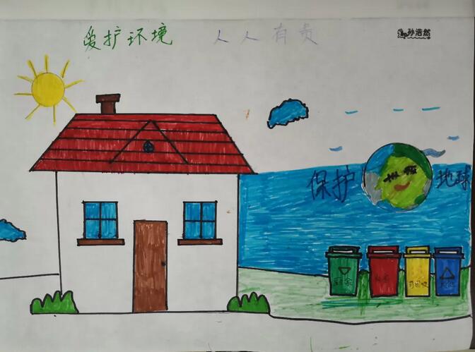 垃圾分类儿童画绘画图片