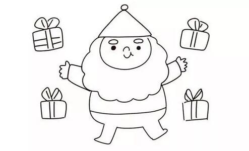 圣诞老人和礼物简笔画教程