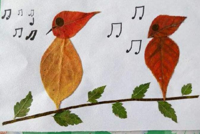 树叶贴画图片作品简单又好看（60p）