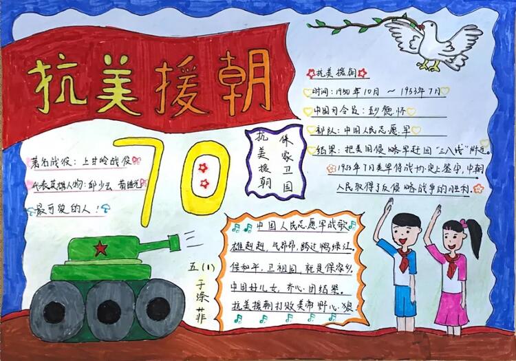 抗美援朝70周年手抄报图片简单又漂亮（74p）