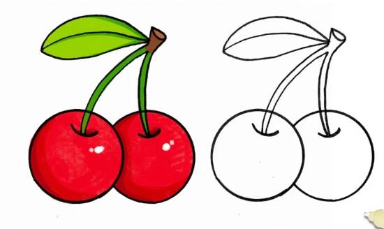 水果樱桃简笔画教程图片