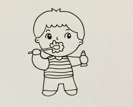 儿童刷牙简笔画步骤图解
