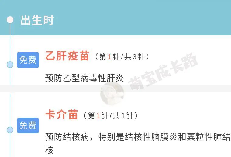 0-6岁婴儿疫苗接种时间表