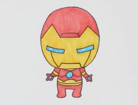 卡通钢铁侠简笔画步骤图片