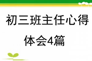 初三班主任心得体会4篇