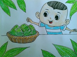 端午节吃粽子简笔画儿童画