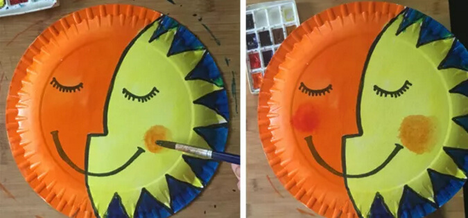 手工小制作：纸盘太阳和月亮