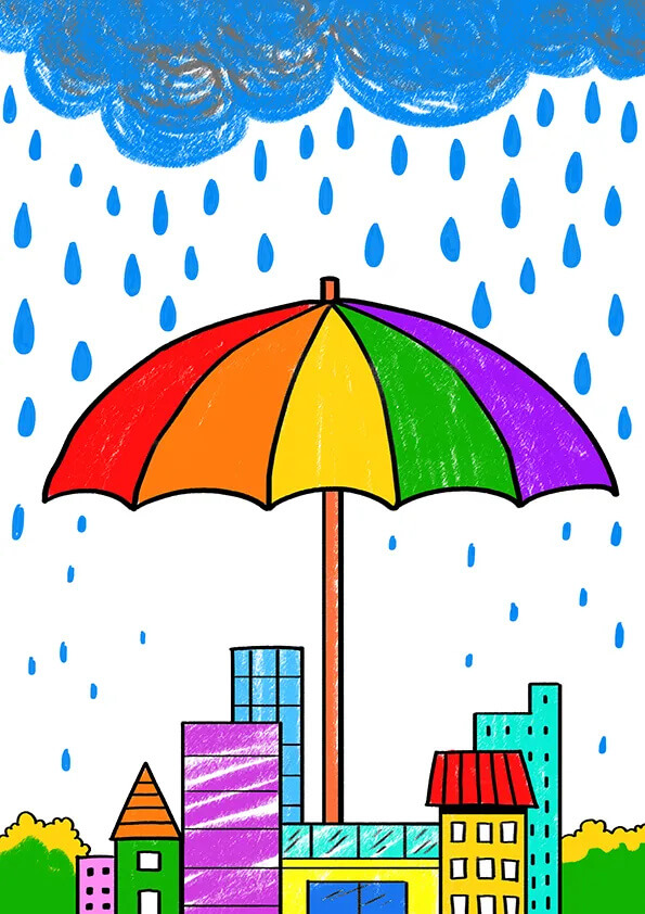 创意少儿美术课程《大伞》