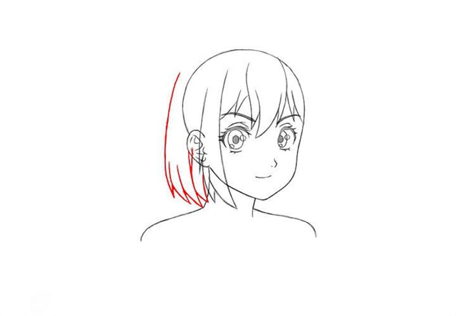 短发漫画人物女孩3/4侧脸怎么画