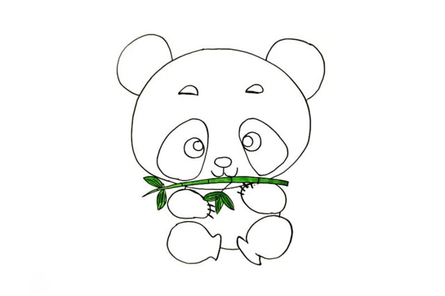 抱竹子的大熊猫简笔画怎么画