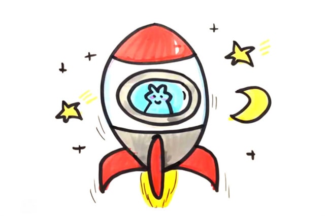 可爱的火箭简笔画怎么画步骤图片