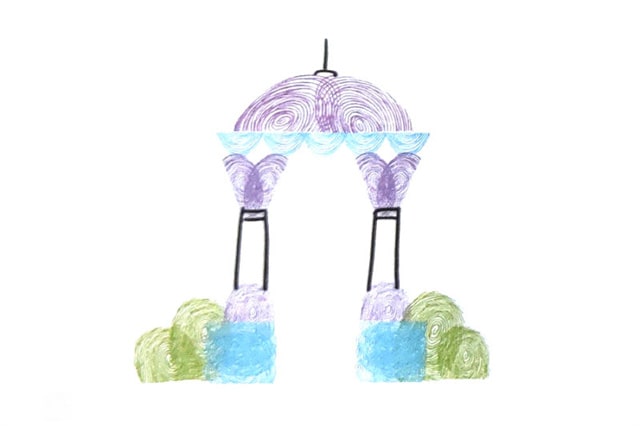 简单有趣的亲子手指画亭子