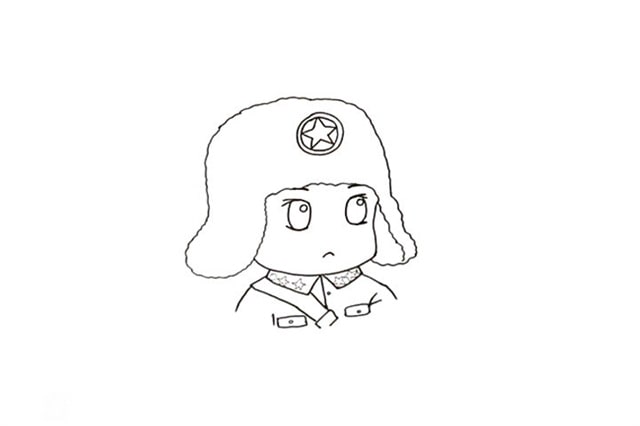 卡通雷锋简笔画怎么画