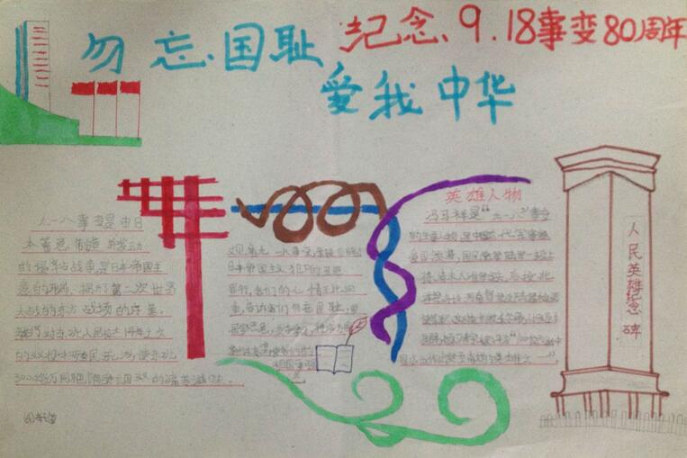 九一八事变手抄报图片