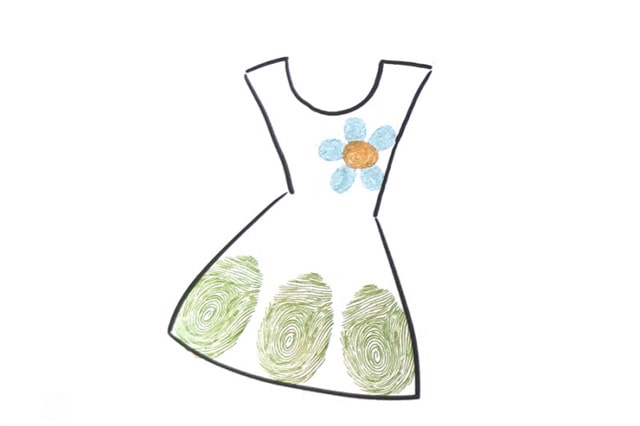 连衣裙手指画怎么画