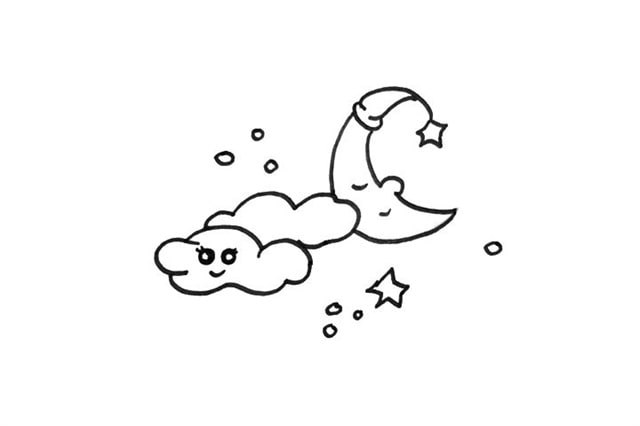 夜空中的月亮简笔画怎么画