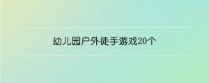 幼儿园户外徒手游戏20个