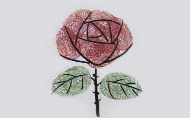 玫瑰花手指画步骤图片