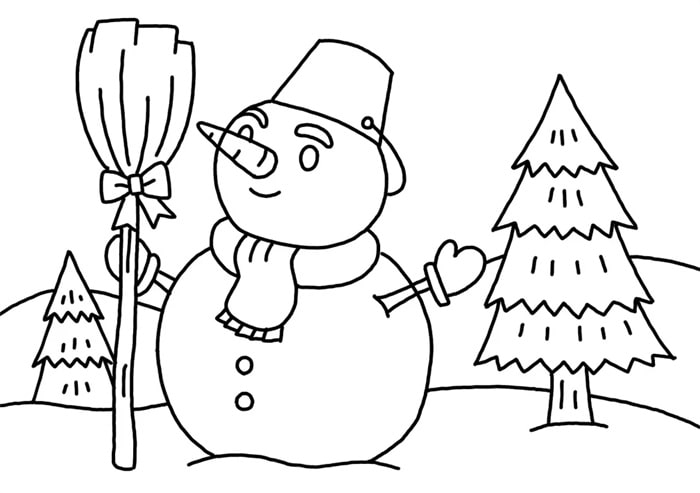 雪人简笔画儿童画彩色图片