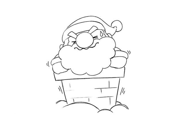 爬烟囱的圣诞老人简笔画怎么画