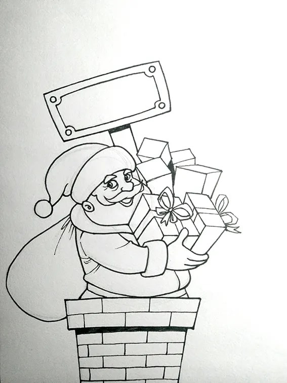 圣诞老人送礼物简笔画怎么画