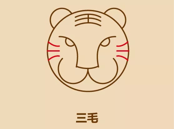 几笔画出老虎头简笔画