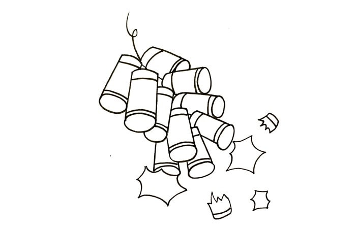 过年放鞭炮简笔画怎么画图片