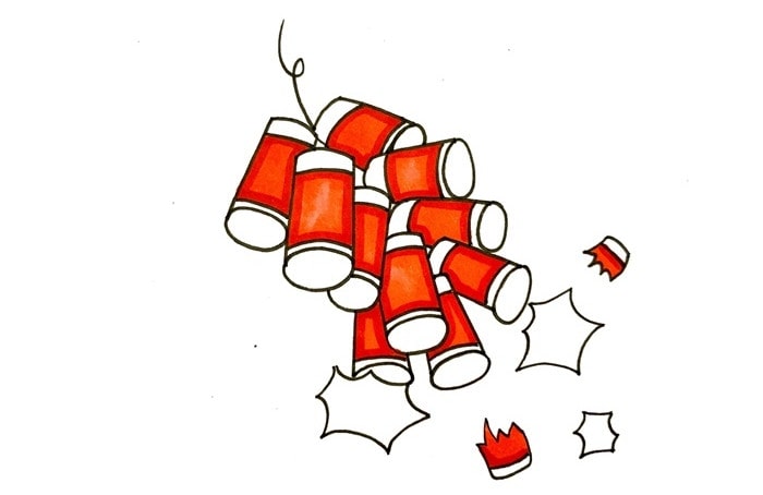 过年放鞭炮简笔画怎么画图片