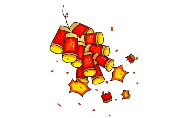 过年放鞭炮简笔画怎么画图片