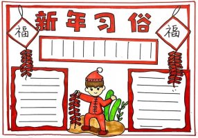 新年习俗手抄报图片怎么画