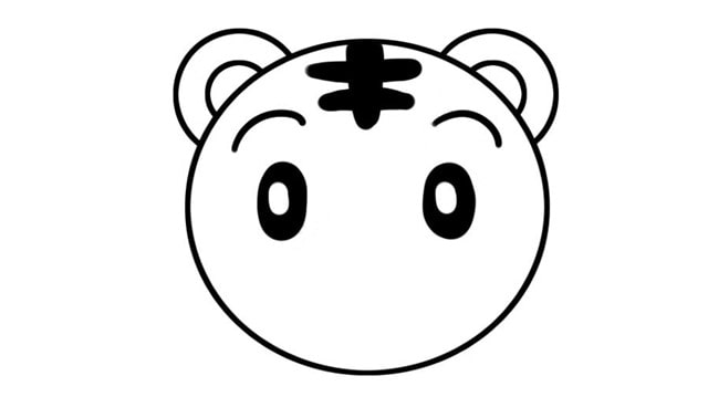 萌萌的老虎头简笔画教程简单