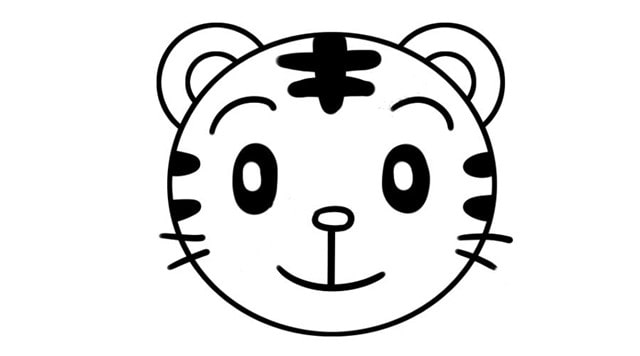 萌萌的老虎头简笔画教程简单
