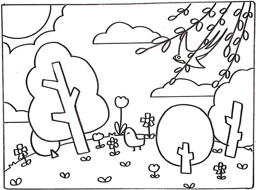 画一幅春天的图片景色画简单漂亮