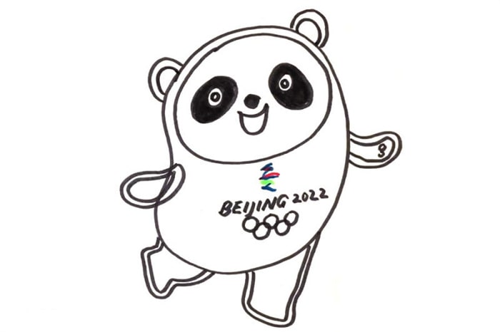 冬奥会滑冰的冰墩墩简笔画教程