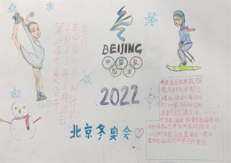 一年级北京冬奥会手抄报图片